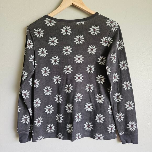 Hearth & Hand Pajama Set Womens M Gray Nordic Snowflake Henley Top & Joggers - Picture 3 of 15